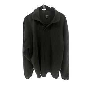 Van Heusen Black Long Sleeve Pullover Rugby Polo Sweater Men's Size XL